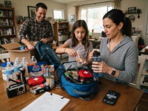 Family organizes emergency supplies
