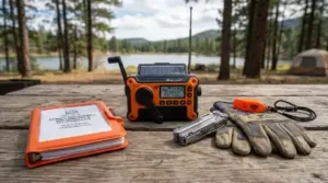 Emergency supplies on a table